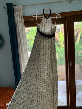 rag & bone Black-Trim Halter Maxi in unique print - light pink, blue, lime green